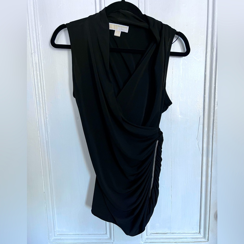 MICHAEL Michael Kors black sleeveless wrap top